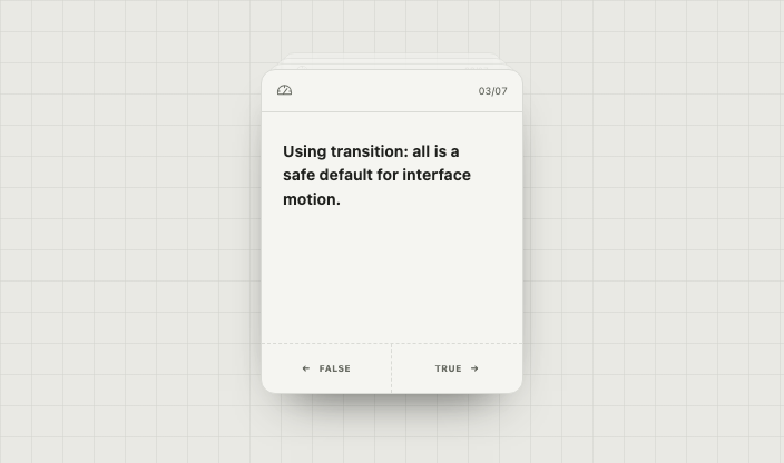 A learning card leaving a persistent swipe deck